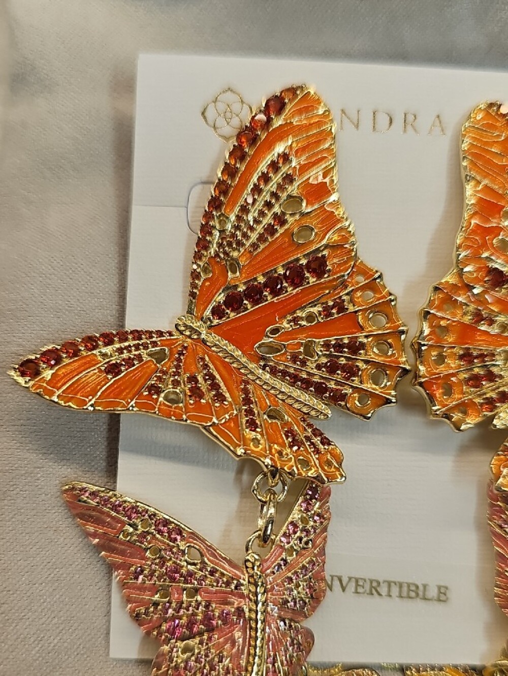 Kendra Scott Orange, Pink & Yellow Butterfly Cascade Earrings - Picture 4 of 5